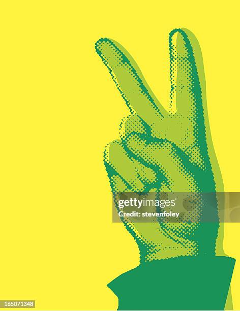 halftone peace sign - sign language stock illustrations