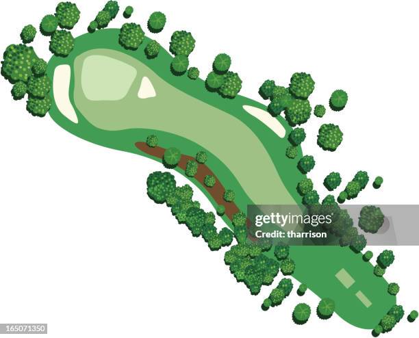generic golf course hole 7 - four animals stock illustrations