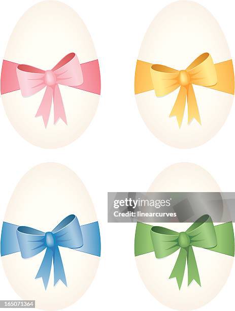 eggs with bows - easter egg isolated stock illustrations