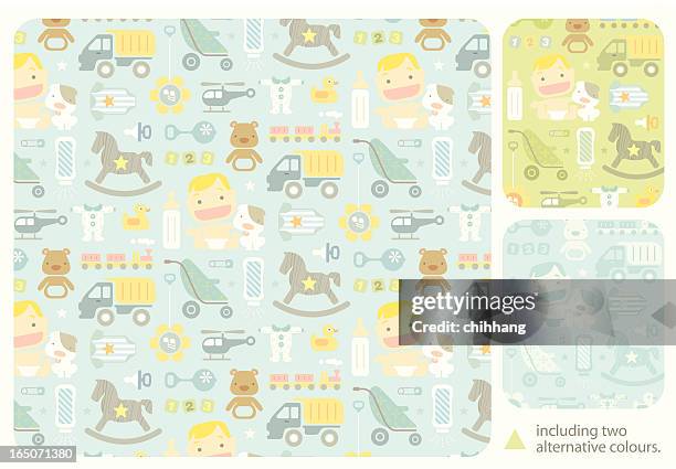 baby boy pattern - toy truck stock illustrations