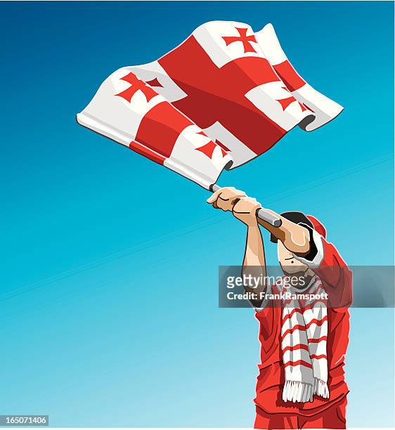 georgia winken flagge fußball-fan - flagge von georgien stock-grafiken, -clipart, -cartoons und -symbole