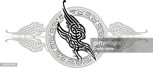 celtic raven - celtic knot stock illustrations