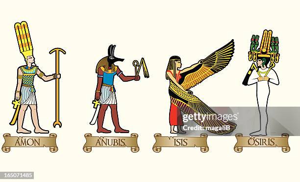 ilustraciones, imágenes clip art, dibujos animados e iconos de stock de egipcio gods - isis