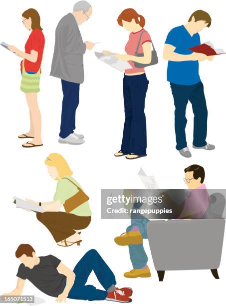 readers - reading paper stock illustrations