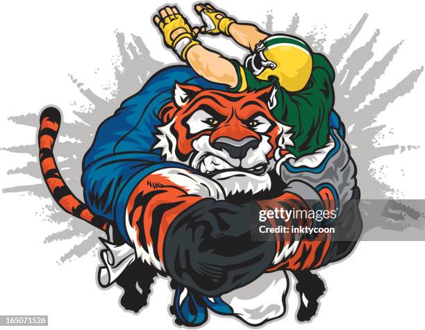 tiger tackle - tiger charging stock illustrations
