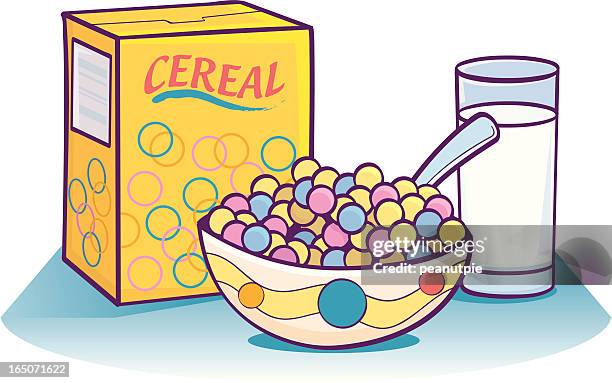 ilustraciones, imágenes clip art, dibujos animados e iconos de stock de cereal de desayuno - cereal de desayuno