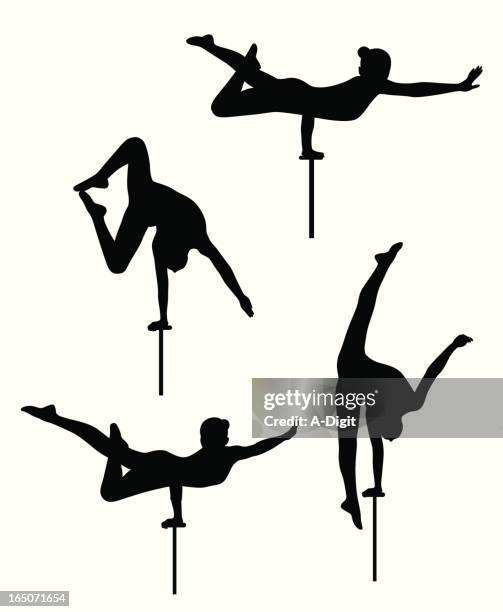 gymnast vector silhouette - acrobat stock illustrations