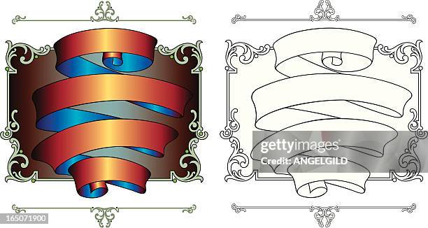 ornate ribbon and panel design - scroll bar clip art stock illustrations