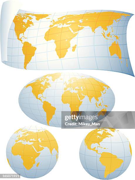 map collection - format elliptical stock illustrations