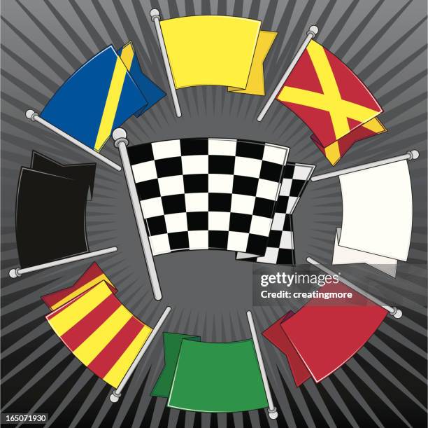 Auto Racking Flags Collage 12 Caution Flag Racing High Res Illustrations - Getty Images