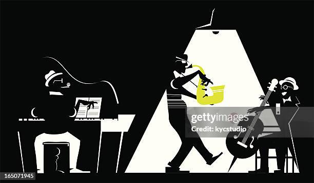 jazz time - double bass stock illustrations