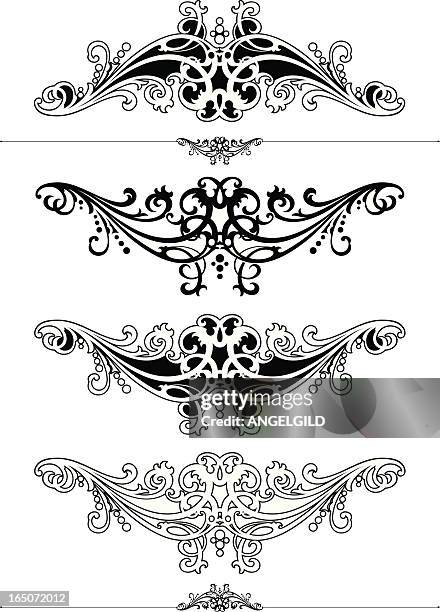ornate centre scrolls - parchment scroll stock illustrations