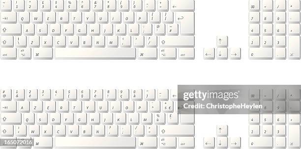 stockillustraties, clipart, cartoons en iconen met computer keyboard:  qwerty and azerty (vector) - computertoets