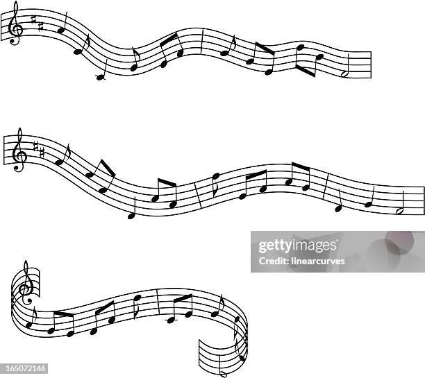 musical waves design elements - sheet music stock illustrations