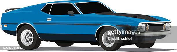 mustang mach1 - 1970s muscle cars stock illustrations