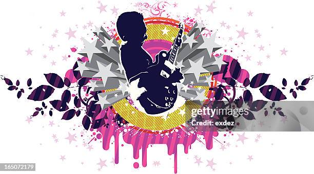 guitarist natural design. - leaving party stock illustrations