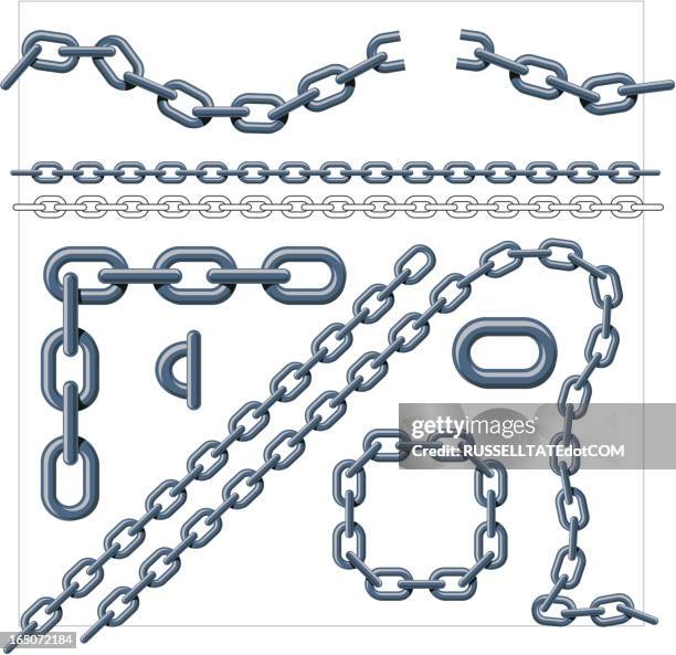 chain link grey - link chain part stock illustrations