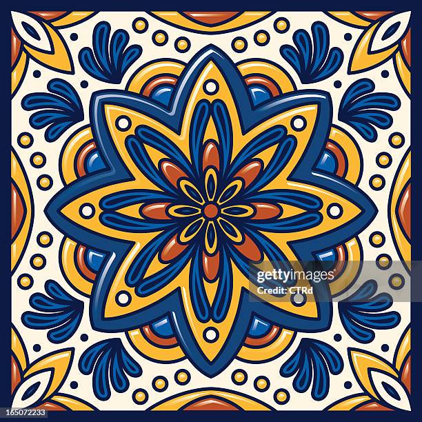 talavera tile - tiling stock illustrations