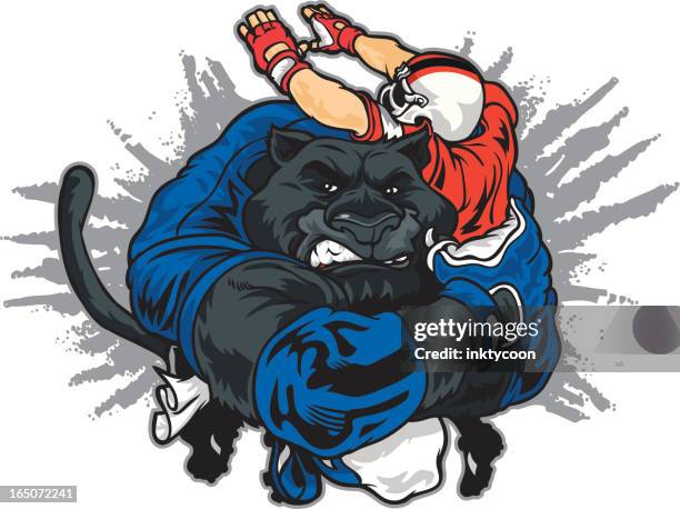tackling panther - black leopard stock illustrations