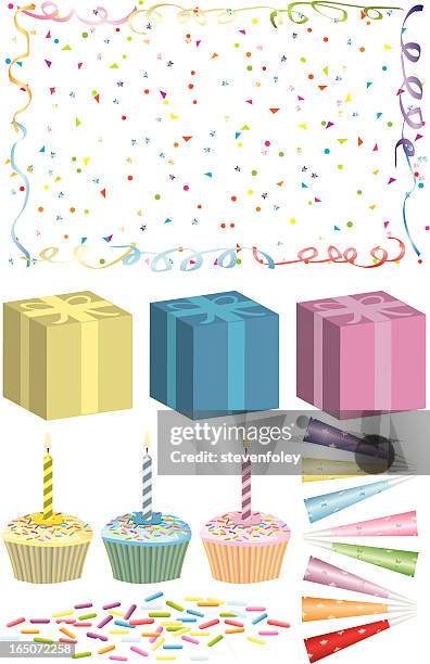 birthday elements - surprise birthday party stock illustrations
