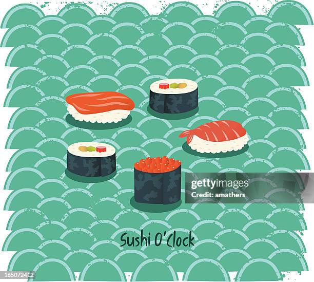 sushi o'clock - caviar stock illustrations