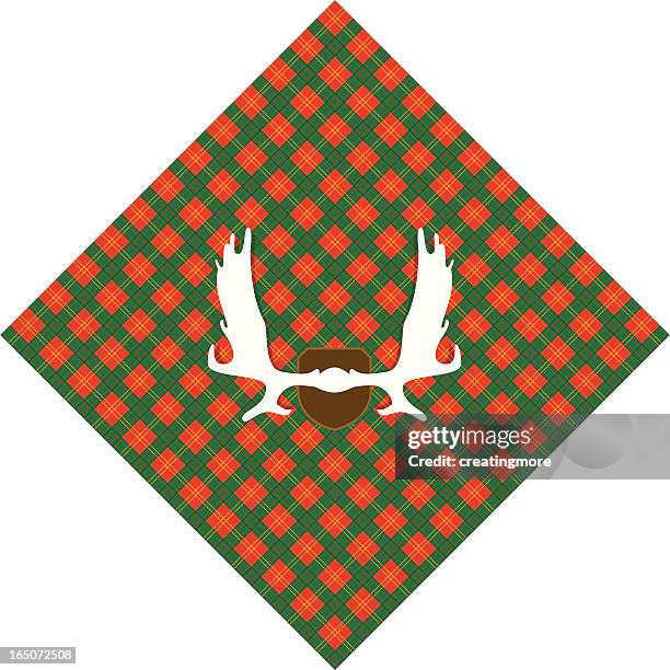 moose rack on plaid - white moose stock illustrations