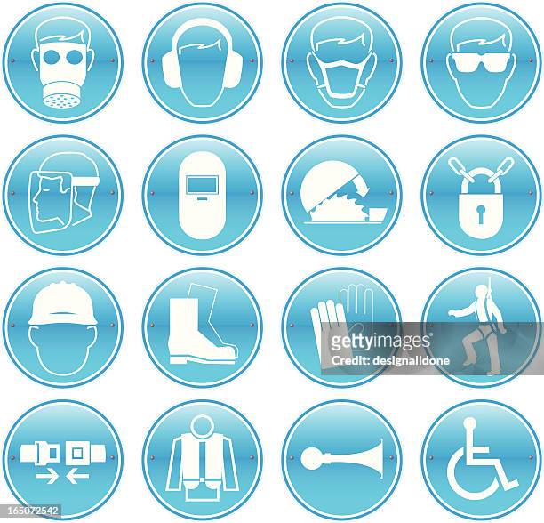 work safety icons - work helmet stock illustrations