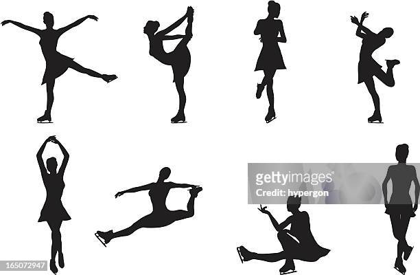 ice skating silhouette collection - ice skating vector stock illustrations