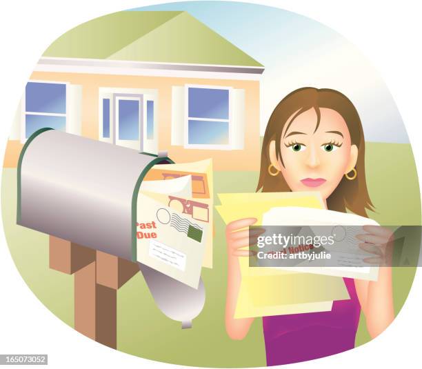 too many bills - opening direct mail stock illustrations