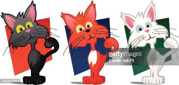three cats - tabby cat playing stock illustrations