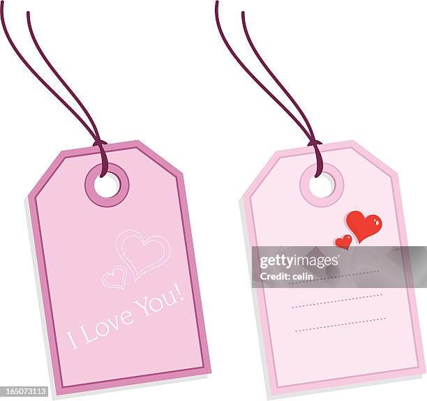 valentine gift tags - red string stock illustrations