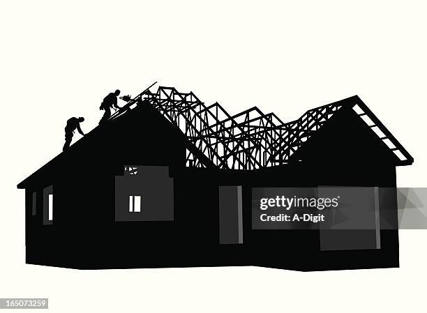 sub contractors vector silhouette - silouhette construction work stock illustrations