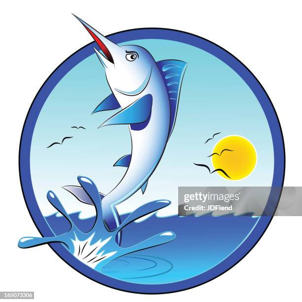 marlin splash - marlin stock illustrations