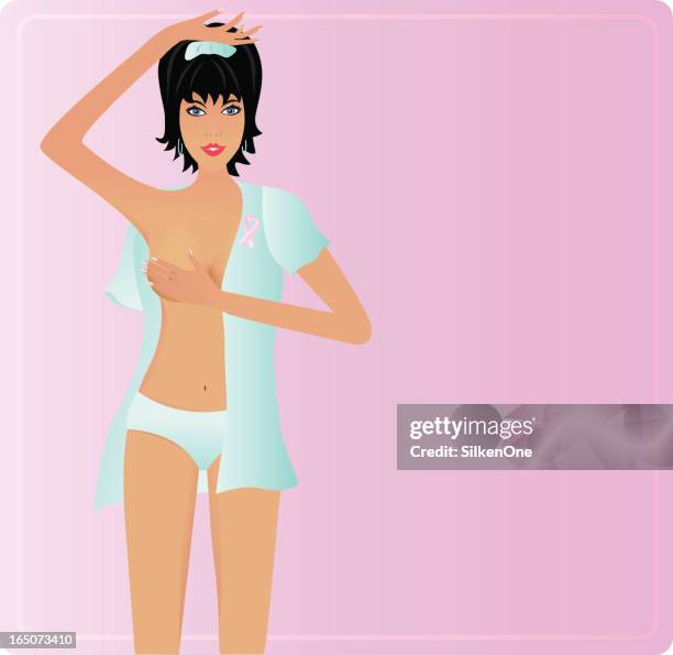self breast exam - hand on chest stock illustrations