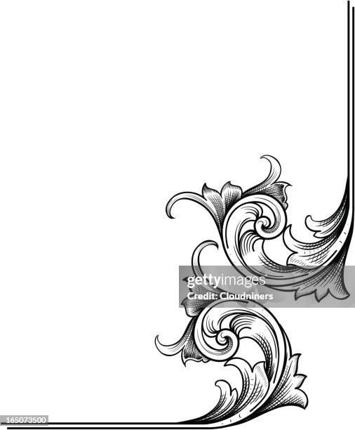 corner scrollwork - victorian stock illustrations