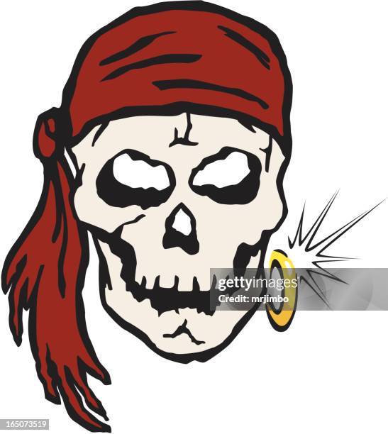 pirate skull - gold earrings stock illustrations