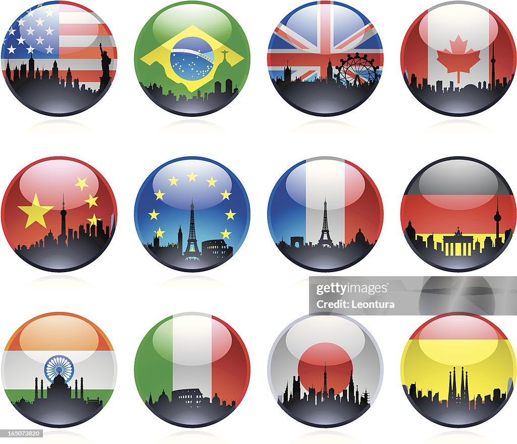 Twelve Marble City Flags