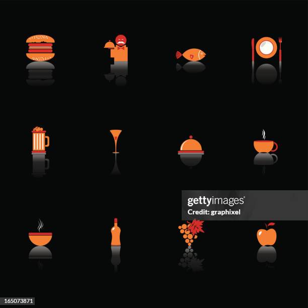 black food & restaurant icon set - dark beer stock illustrations