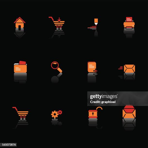 black internet icon set - reading mail stock illustrations