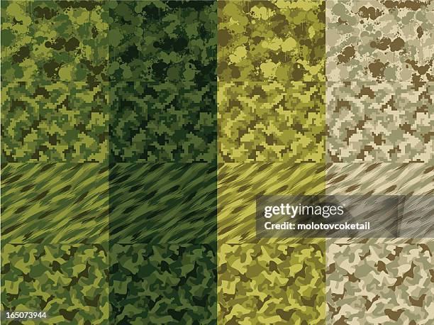 seamless camouflage patterns - digital camouflage pattern stock illustrations