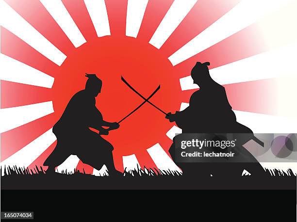 ilustrações, clipart, desenhos animados e ícones de de samurai clash - samurai