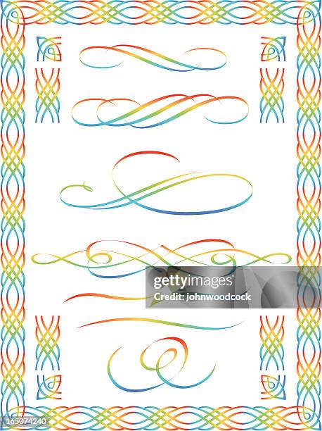 stockillustraties, clipart, cartoons en iconen met rainbow scrolls and border - edwardiaanse stijl