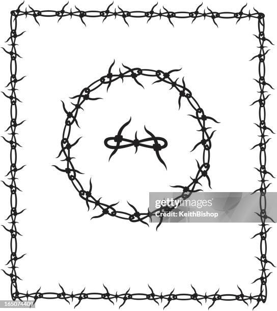 stacheldraht grenze frame - barb wire stock-grafiken, -clipart, -cartoons und -symbole