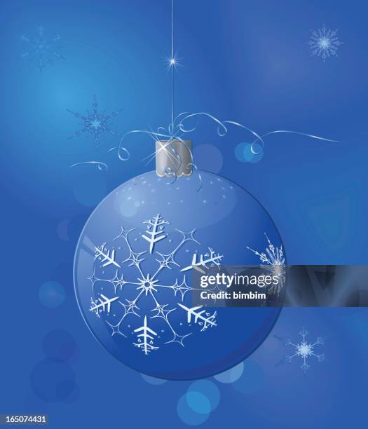 blue chistmas ornament - string bow stock illustrations