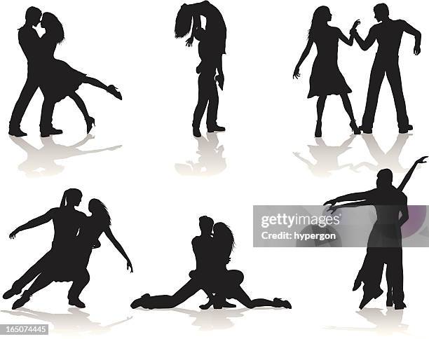 dancing silhouette collection - couple dance stock illustrations
