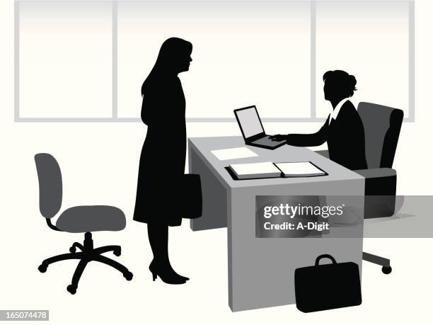 interview vector silhouette - interview stock illustrations