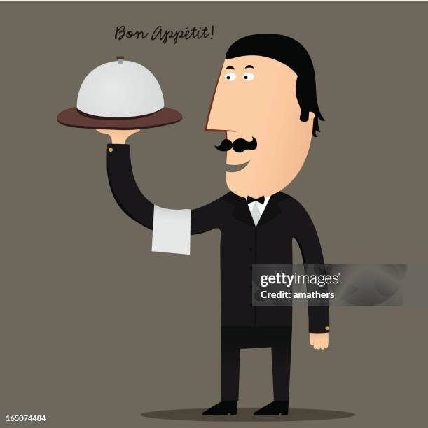 waiter's message - silver service waiter stock illustrations