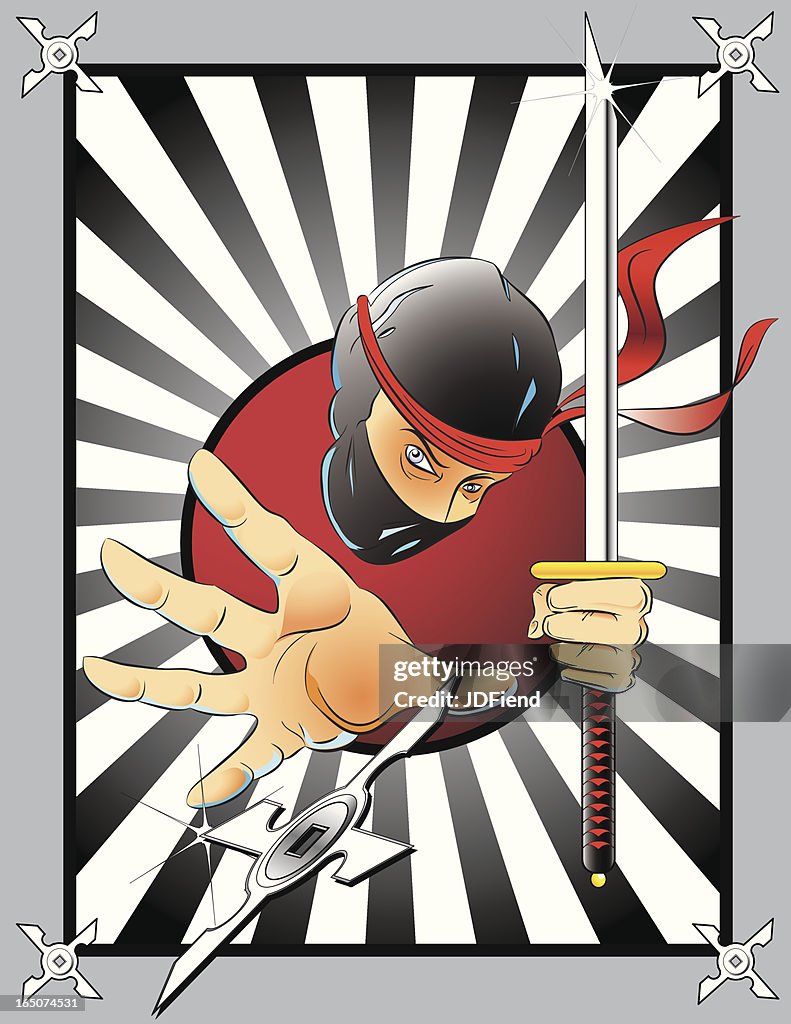 Ninja with Sword and Shuriken