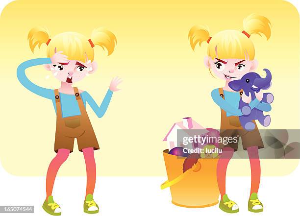 the trouble with twins - sisters fighting stock illustrations