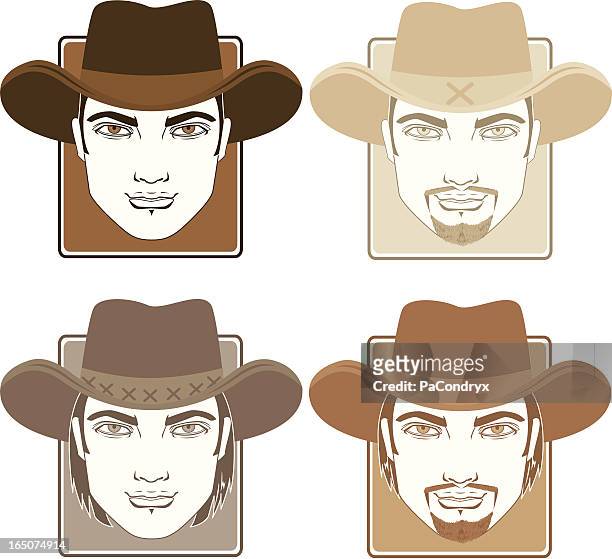 ilustrações, clipart, desenhos animados e ícones de cowboys - smiley faces